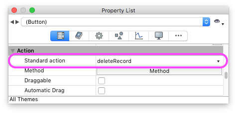 Delete Record action in Property List