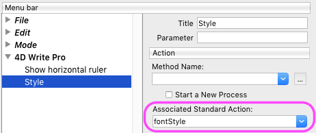 Create a font style menu with standard automatic action
