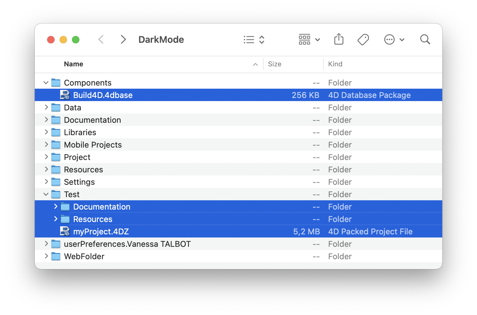 Finder dialog to show the structure file