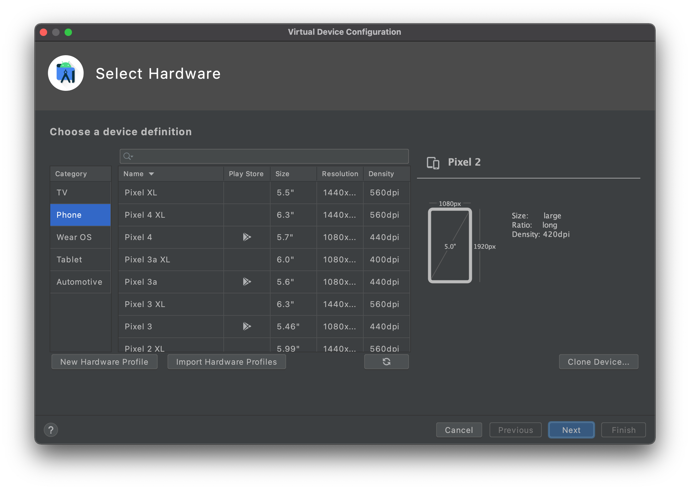 Select Hardware. Virtual Android. Virtual Master - Android Clone. Virtual Android -Android Clone.