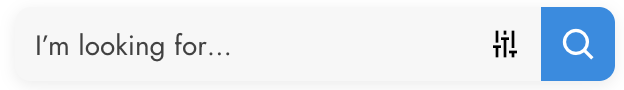 4D blog semantic search bar with filter options and search button, allowing users to find content quickly using AI